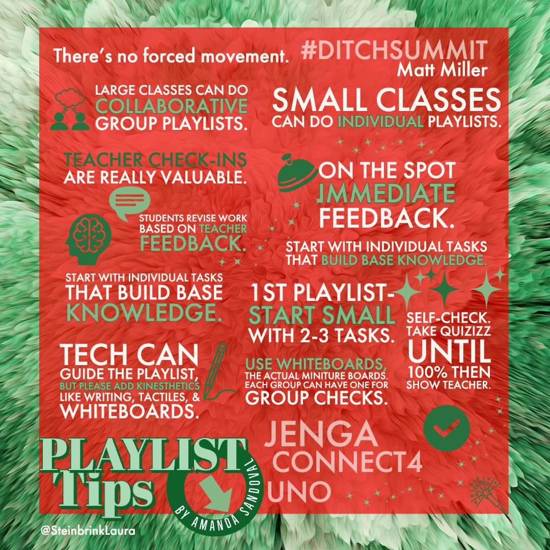 SteinbrinkLaura's tweet photo. Playlists advice from @historysandoval via #DitchSummit with @jmattmiller 
(created using @AdobeExpress) https://t.co/Vx6O68jPA1