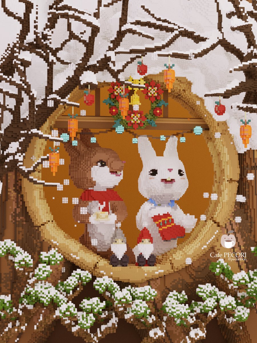 CafePECORI's tweet photo. 🔔Merry Christmas🎅🎄
🌸Happy Holidays🌸
 
切り株ハウスで暮らしている来年の干支のウサギさんも、サンタクロースが来るのを楽しみに待ってるみたい🐰🎁
素敵なプレゼント、貰えると良いね♬

#Minecraft  #minecraft建築コミュ 
#ChristmasEve #Christmas2022 https://t.co/8o3Fd6Zo8L