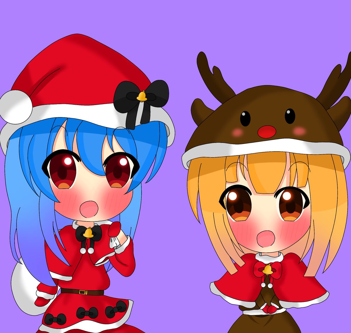 クリスマスのまゆけーき描きました！
#東方Project #杖刀偶磨弓 #埴安神袿姫 #まゆけーき #東方イラスト