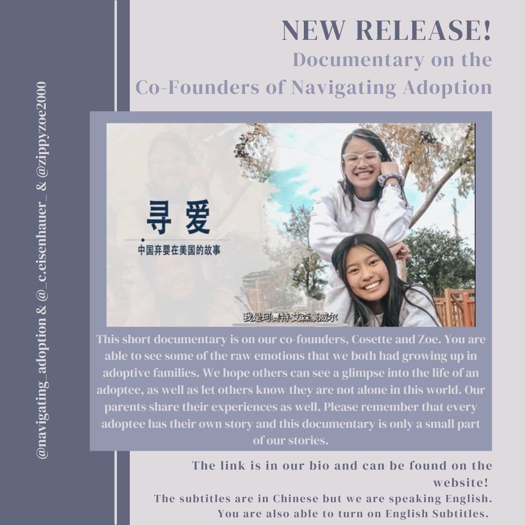 navigatingadopt's tweet photo. We were given the opportunity to share our adoption story and experience with the world in a short Documentary. 

Thank you so much for reading and watching,
-Cosette and Zoe
https://t.co/8sHeFi1wxG https://t.co/jbSGhV1ZsT