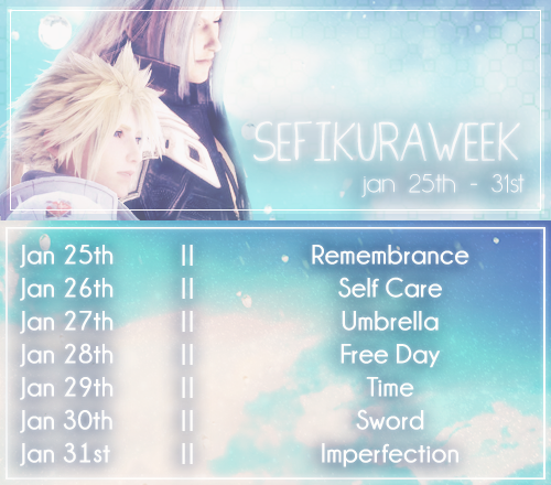 Hello Twitter and welcome to #SefikuraWeek 2023! This is a fandom week dedicated to the ship of Sephiroth/Cloud from FF7, that runs from Jan 25th to Jan 31st
☄️Guidelines: docs.google.com/document/d/1oE…
☄️AO3 Collection: archiveofourown.org/collections/Se…
☄️Tumblr: sefikuraweek.tumblr.com