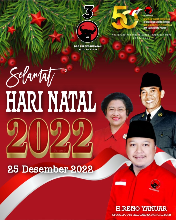 PDIPCilegon's tweet photo. Selamat Hari Natal 25 Desember 2022

#PDIPerjuangan 
#BantengCilegon https://t.co/wOyMxoD4bY