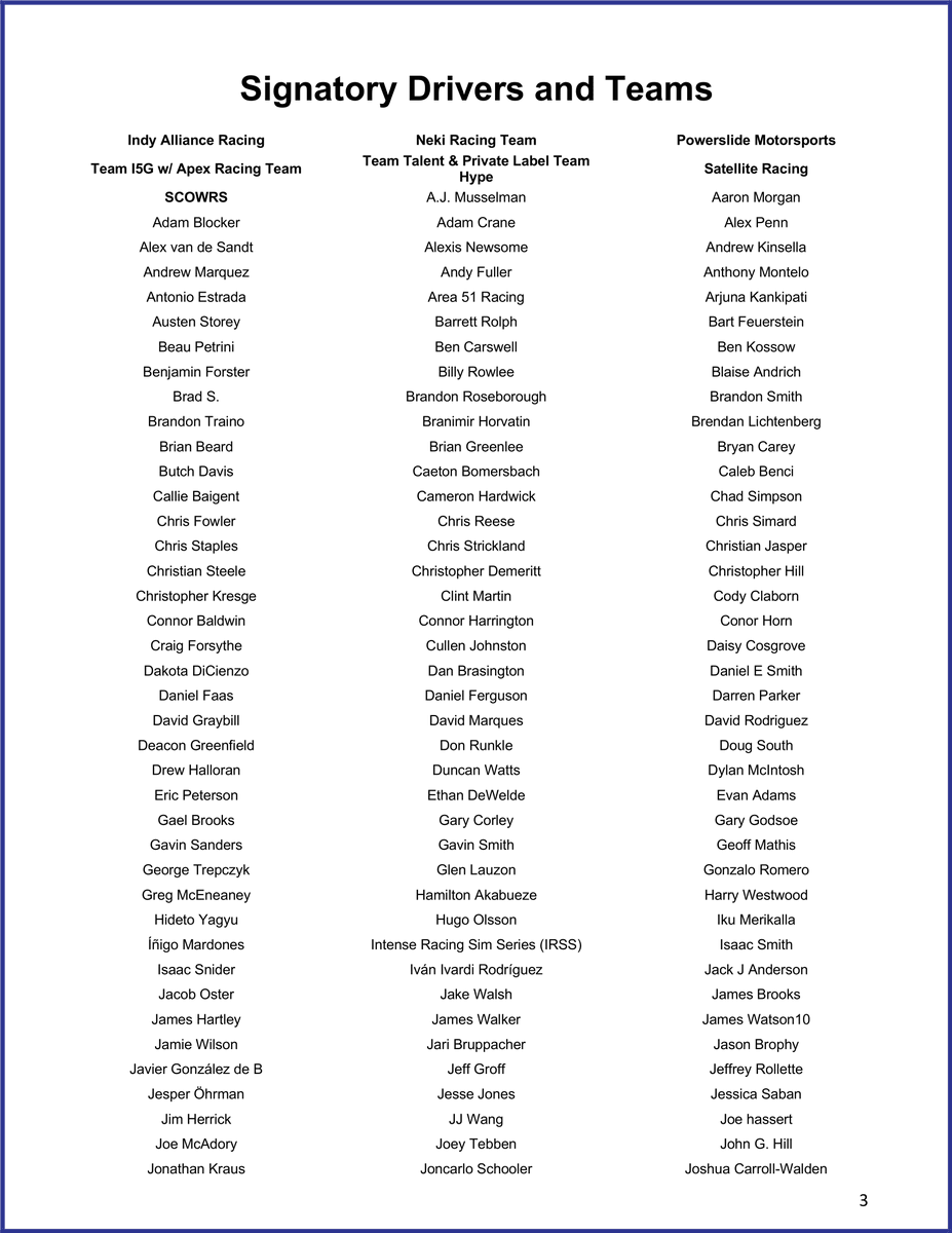 ArjunaKankipati's tweet image. The last few days have been painful for the @iRacing @IndyCar community.

The overwhelming sentiment from sim racers is this will only hurt us &amp;amp; IndyCar more than it could ever help. 225 members of our (often divided) community have come together to sign this letter to @IndyCar.