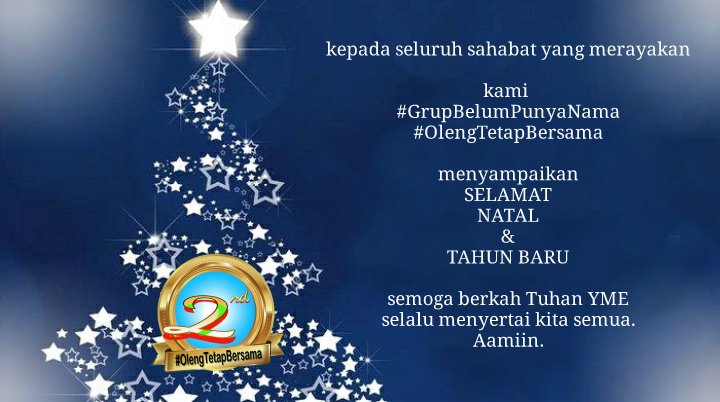 Keluarga Oleng 
#GrupBelumPunyaNama
#OlengTetapBersama 

@Oleng_YNWA 
@endryjaya
@zi_vot 
@namaku_ana5
@Nikiae111
@SitiRoehaye 
@venomest1
@DnrY2t
@Faisal_idris021
@caesar_emil 
@Wangi201
@Tyano_Fd
@marshaalysia
@EmeritaArkompas 
@Kris3dd
@wkwkwkwk_45