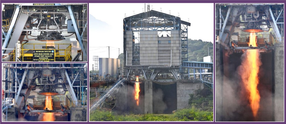 isro's tweet image. CE-20 E9 engine successfully operated at 22t thrust for 650 s yesterday at IPRC, Mahendragiri. 

The engine qualification for 20 t thrust is accomplished. 

The engine and the facility performed normally, and the required engine performance parameters were achieved as predicted.