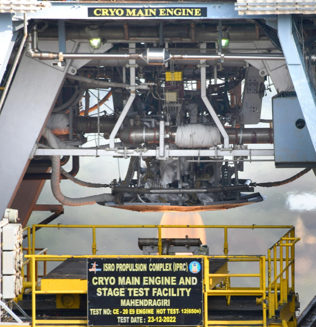 isro's tweet image. CE-20 E9 engine successfully operated at 22t thrust for 650 s yesterday at IPRC, Mahendragiri. 

The engine qualification for 20 t thrust is accomplished. 

The engine and the facility performed normally, and the required engine performance parameters were achieved as predicted.