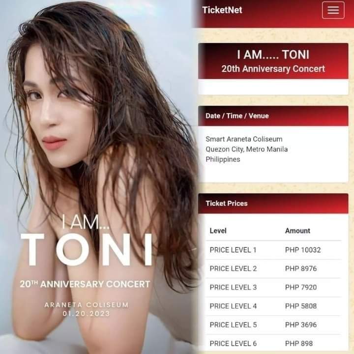 philconcerts's tweet photo. Tickets for I AM... TONI are now available at https://t.co/c80wJHrrKz and outlets nationwide. https://t.co/03LJMwXXxR