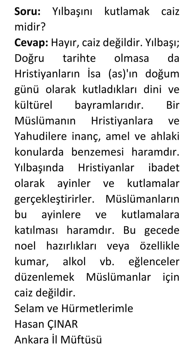Soru: Yılbaşını kutlamak caiz midir?