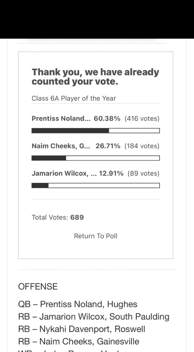 To god be the glory I am blessed to be named an all state back &amp; currently a nominee for class 6A p.o.y .