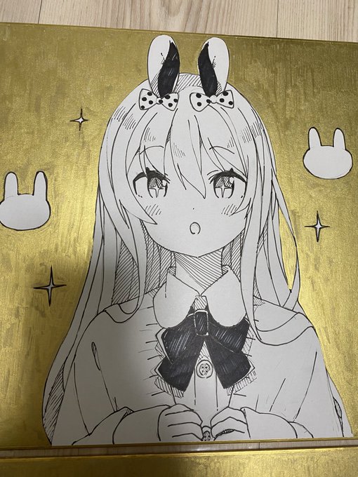 冬コミの色紙描いてます🐰きんきらきん🐰 
