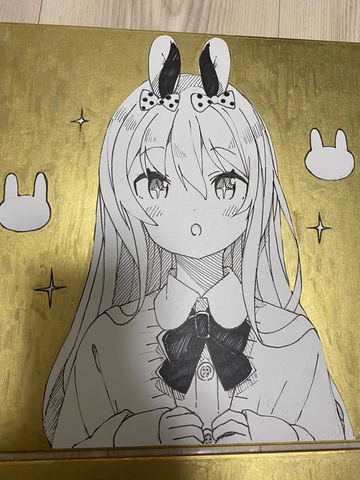 冬コミの色紙描いてます🐰きんきらきん🐰 