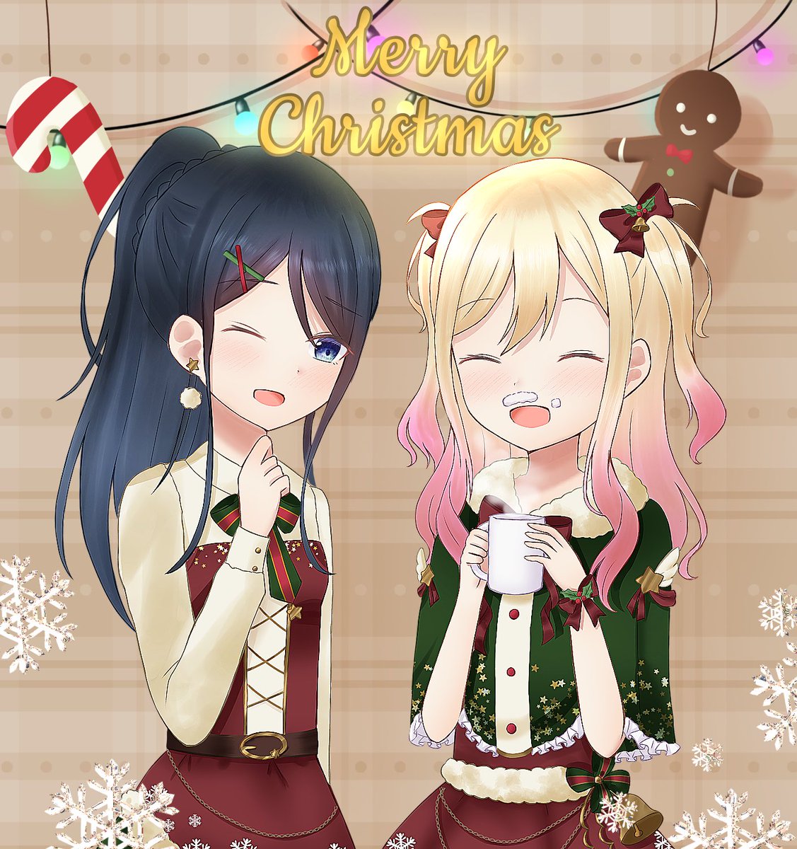 「メリークリスマス#prsk_FA #いちさき #星乃一歌 #天馬咲希 」|リナイ@プロセカウマウマ制作中のイラスト