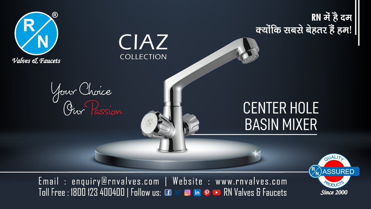 RNValves's tweet photo. With a superb appearance that suits perfectly with your surroundings, RN Ciaz Collection faucets add delicacy and elegance to your bath space.
For More Info: https://t.co/vA0L2gCeV9
#centerholebasinmixer #rnbasinmixer #basinmixerfaucet #indianbrand #cpfitting #ciazcollection https://t.co/X0VC3yP4Gz