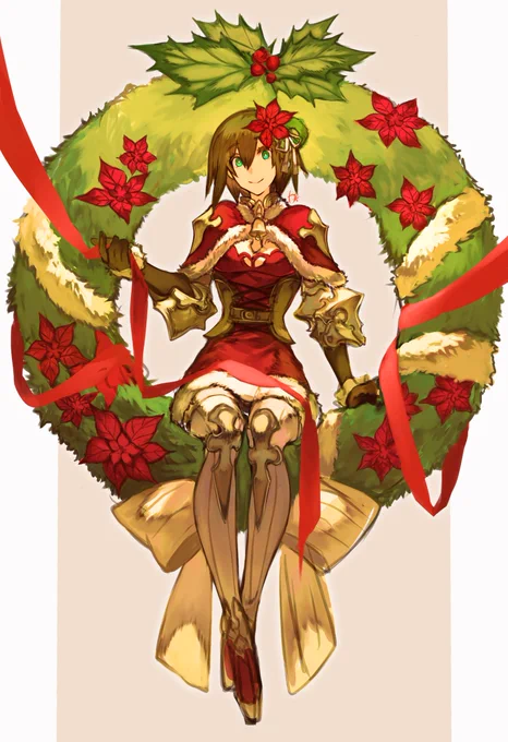 ポインセチアの騎士/Poinsettia knight「祝福」#創作 #illustration #鉄に咲いた花 