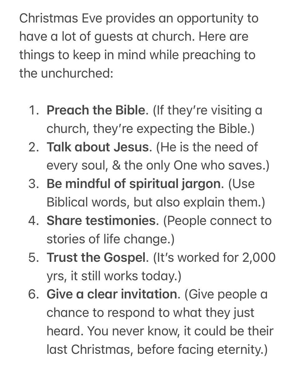 shane_pruitt78's tweet photo. 6 things to keep in mind while preaching to guests &amp; the unchurched this #christmaseve and #christmas. https://t.co/Rv0nx2fbbc