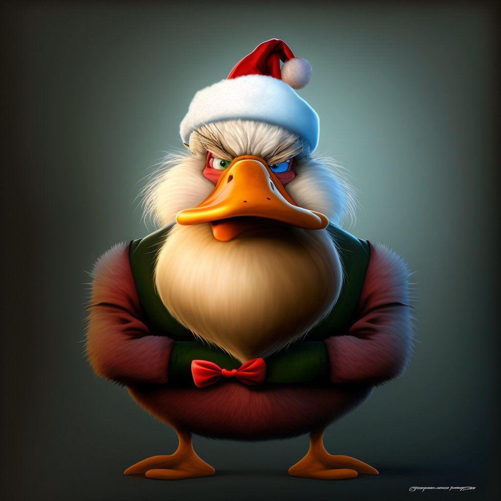 DuckRaceNFT's tweet photo. Bah Humbug

#AIart by @safemoonchris 

#DUCK #Santa #christmasduck https://t.co/zAxyKaHnRC
