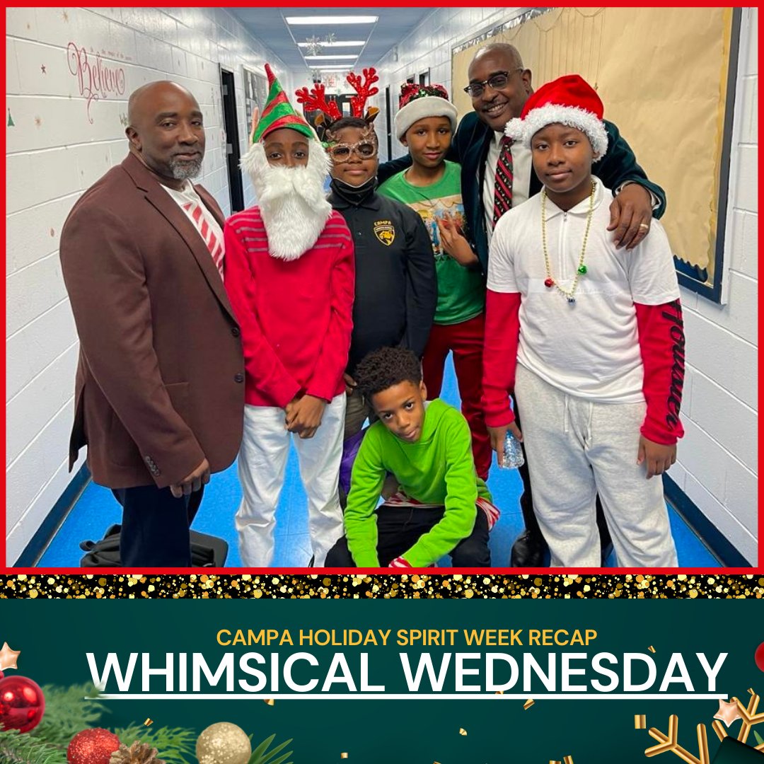 Campa_Charter's tweet photo. On the third day of spirit week, Whimsical Wednesday was all about dressing like a candy cane, elf, reindeer, and Mr. or Mrs. Clause. It's the swag for us!😺
-
-
-
-
#campacharter #socialemotionallearning #selfawareness #personalawareness https://t.co/rJNzvfv5Z0