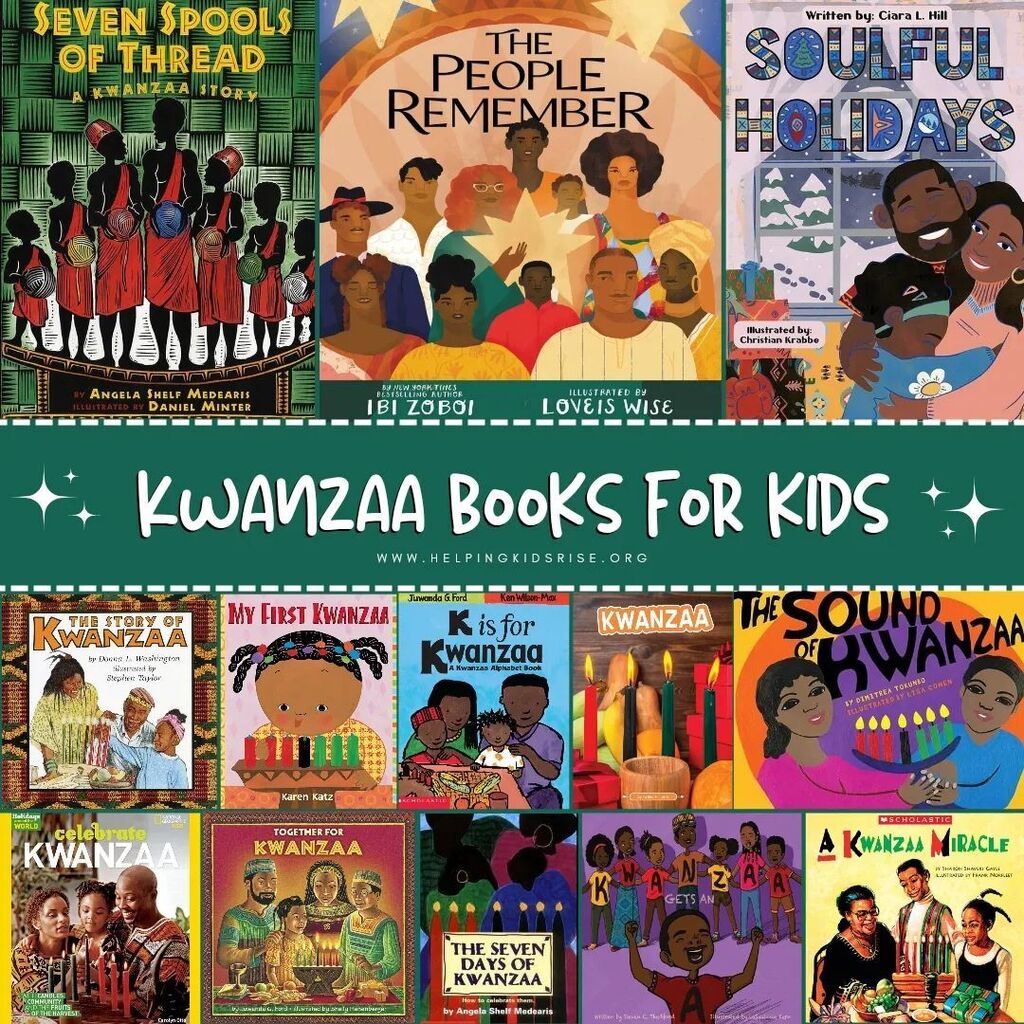 HelpingKidsRise's tweet photo. CHILDREN'S BOOKS ABOUT KWANZAA

Kwanzaa is a celebration that honors African American culture. It's observed December 26 - January 1. 

SWIPE for a SHAREABLE graphic with the 7 principles of Kwanzaa

These children's books offer an entertaining introduct… https://t.co/HSp50OrNWk https://t.co/xYuOGTUTyv