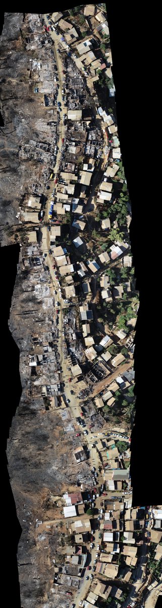 Prodronechile's tweet photo. Ortomosaico aereo de los devastadores incendios que afectaron a Villa Nueva Esperanza en la comuna de Viña Del Mar. Se puede observar la gran cantidad de casas afectadas en la zona de quebrada comparado a imagen satelital.
#Incendiovinadelmar #Incendio  #DronesHumaniarios https://t.co/YXVx4tX0tt