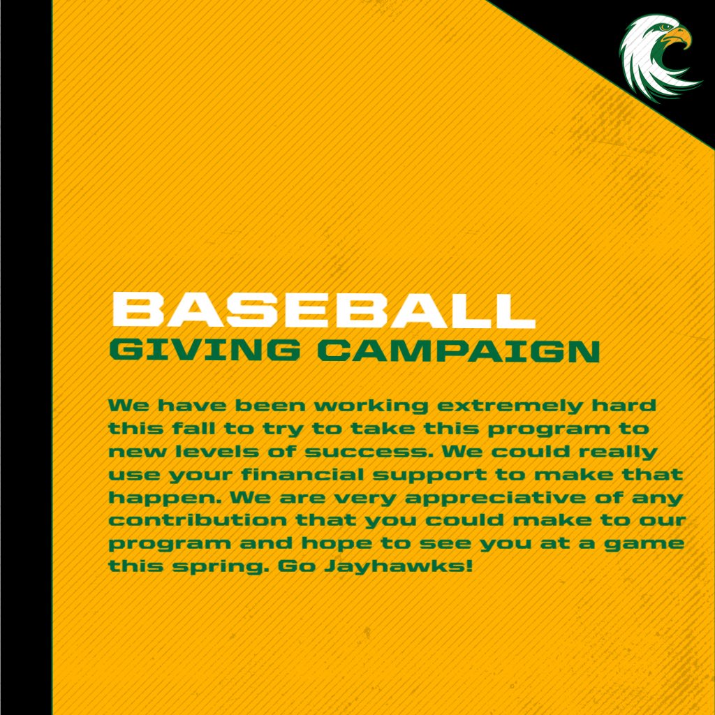 JCC Jayhawks Baseball (@jccjayhawksbase) on Twitter photo We would really appreciate you taking the time to check out our baseball giving campaign. Every contribution counts. 
…tycollegefoundation-bloom.kindful.com/jcc-jayhawks-b… We would really appreciate you taking the time to check out our baseball giving campaign. Every contribution counts. 
…tycollegefoundation-bloom.kindful.com/jcc-jayhawks-b…