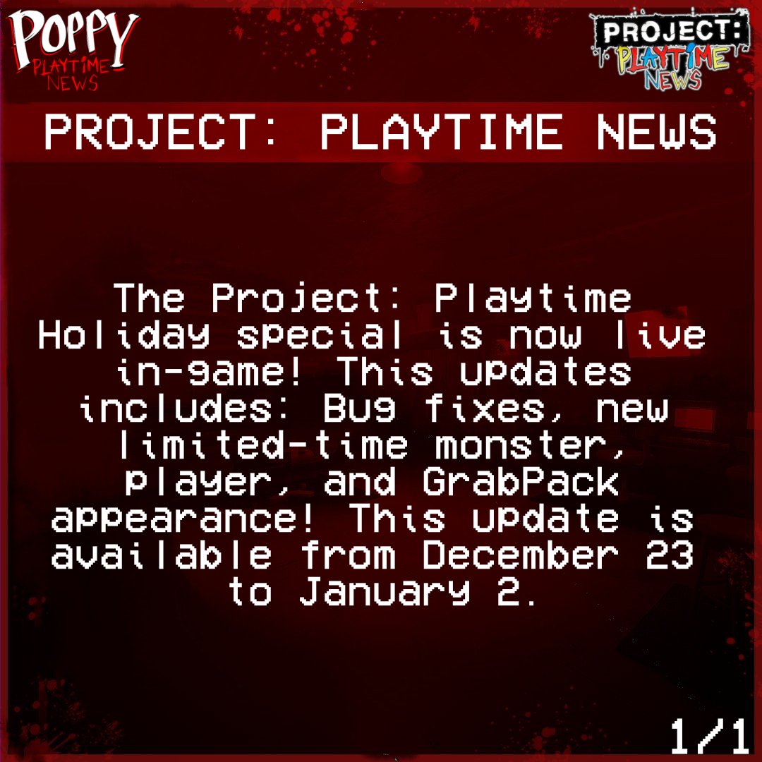 Poppy Playtime News on X: (PROJECT PLAYTIME NEWS