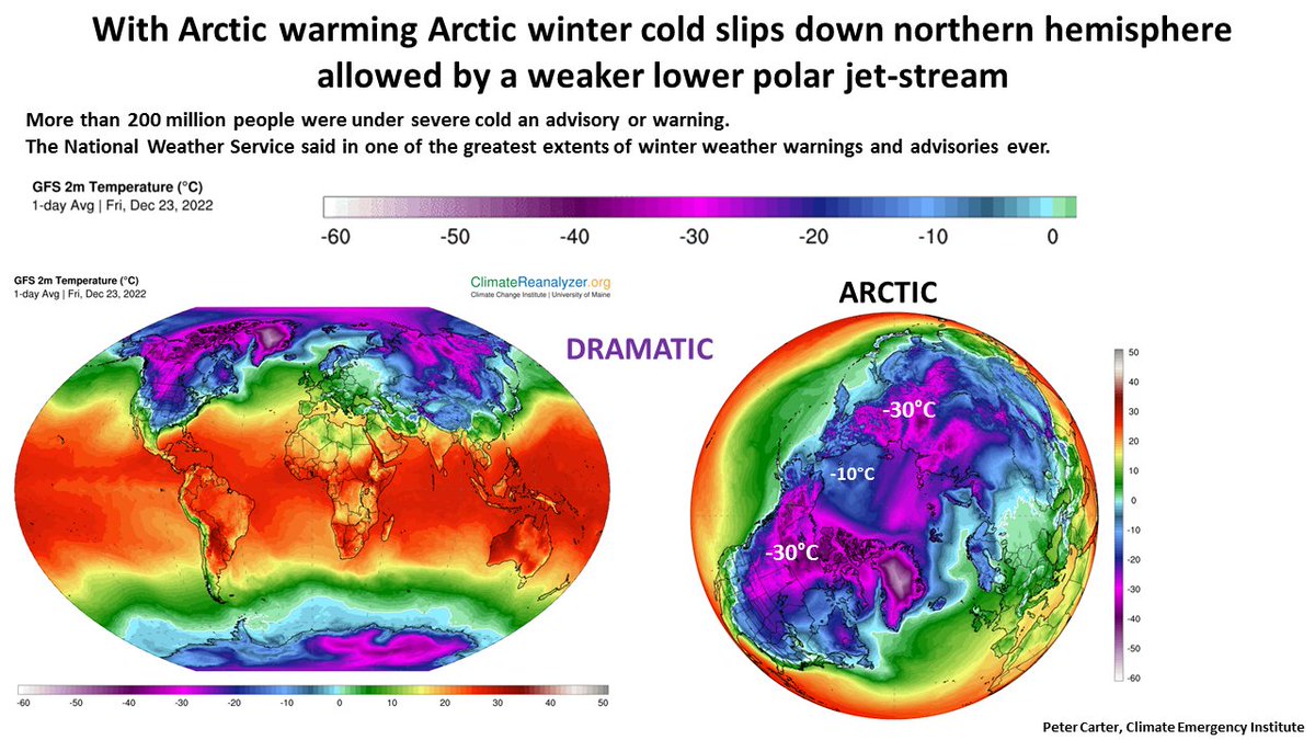 RECORD NORTH AMERICA COLD ARCTIC BLAST
US: Over 200 million under severe cold warning. 
One of the greatest extents of winter weather warnings ever. 
A side effect of Arctic warming  
9news.com/article/weathe…
#extremeweather #arcticblast #climatechange