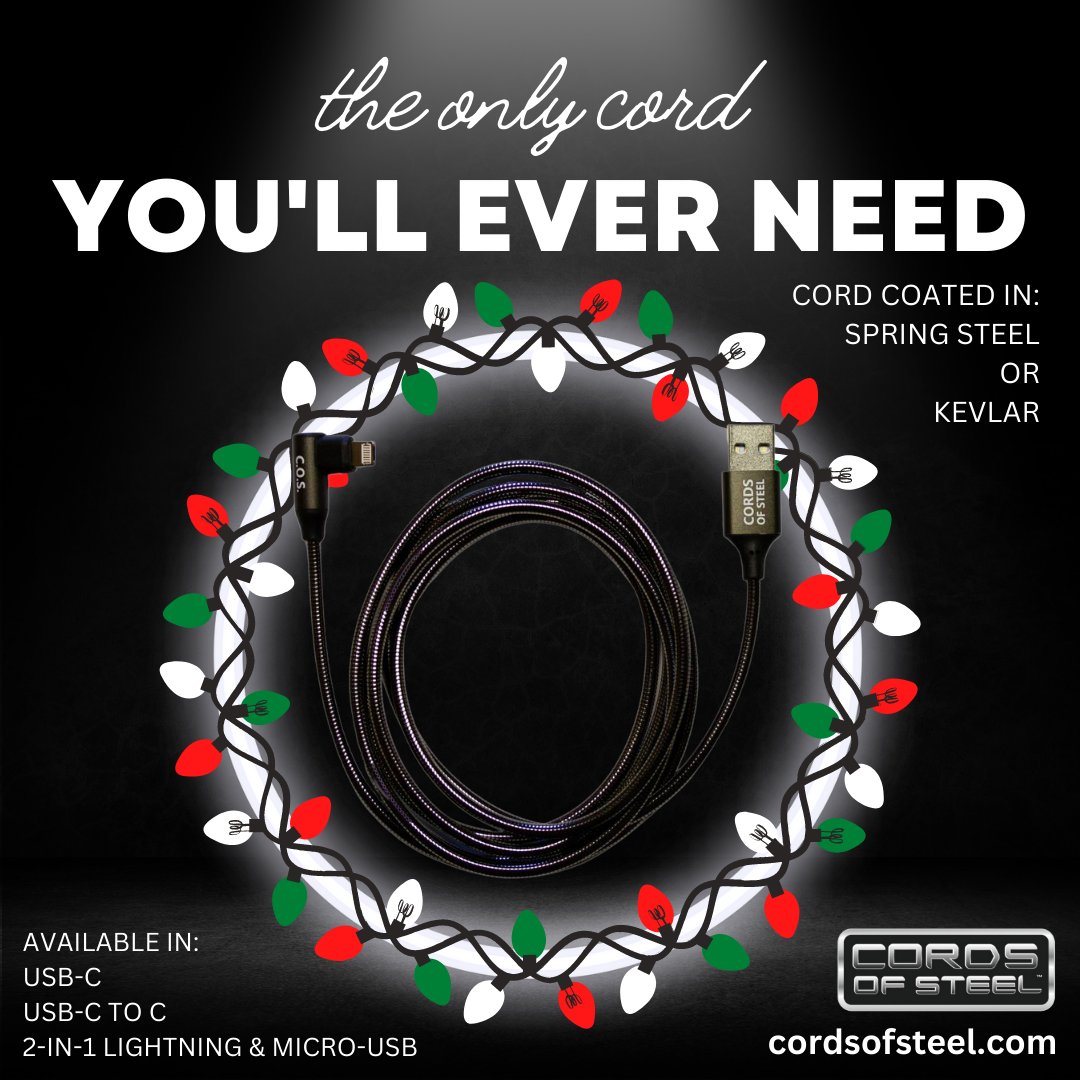 CordsofSteel's tweet photo. 𝓒𝓱𝓻𝓲𝓼𝓽𝓶𝓪𝓼 𝓲𝓼 𝓳𝓾𝓼𝓽 𝓭𝓪𝔂𝓼 𝓪𝔀𝓪𝔂! Head to https://t.co/0CAZzdZHwG to order in time for the holidays! 

#christmas #giftideas #xmas #holidays #instagood #power #electronics #tech #techy #love #merrychristmas #santa #gifts #smallbusiness https://t.co/QgsYkRX7Fi