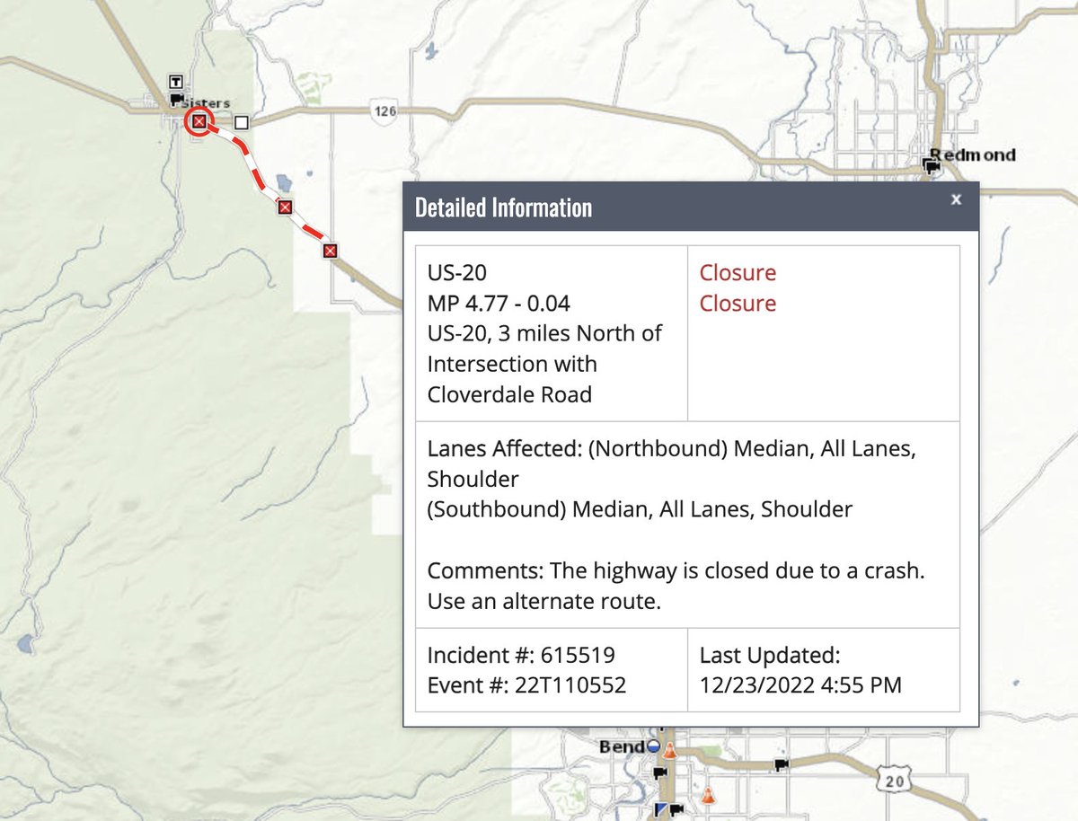 Central Oregon Daily News on Twitter "UPDATE FROM ODOT U.S. 20 is