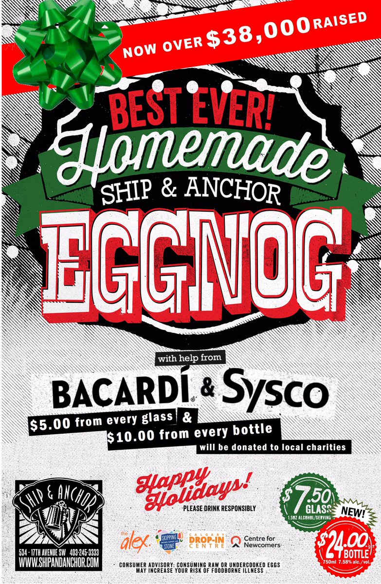 Ship_and_Anchor's tweet photo. #shipnog
Now over $38,000 raised for local charity
@calgarydropin 
@TheAlexCHC 
@skippingstoneca 
@YYCNewcomers 

Have you got your holiday bottles yet?
#shipmas #dogood https://t.co/GLULB1soIr