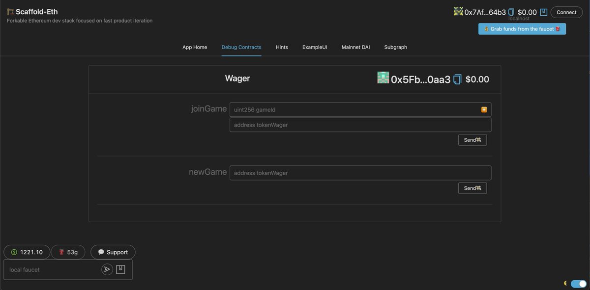 seandotio's tweet image. Day 5 of my 30 day challenge to upskill myself in 
@solidity_lang

Today I took a break from #SpeedrunEthereum and decided to fork Scaffold-ETH and play around with a test contract I built. 

Scaffold-ETH is *such* a valuable tool for quick iteration. Thanks @austingriffith