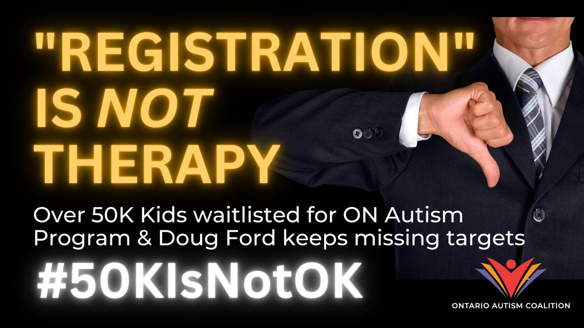 Ford had a target: get 8K kids their Autism therapy funding by fall 2022. He missed that target and tried to move the goalposts. NOPE. 

There are OVER 50,000 kids waiting,  <a href="/fordnation/">Doug Ford</a>. You aimed low for a target and did NOT get it done.  

#50KisNotOK #onpoli #NeedsBasedTherapy