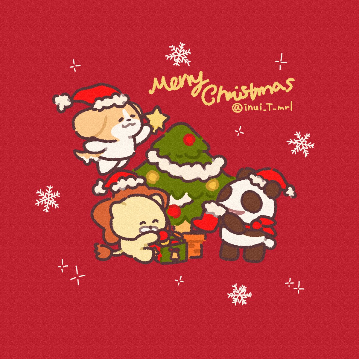 christmas tree christmas hat panda santa hat snowflakes gift  illustration images