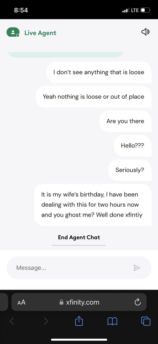 BroadAxe333's tweet photo. @Xfinity some of the worst customer service I’ve encountered in a while. Been dealing with an outage for hours on my wife’s bday, finally get someone and they ghost me. @verizonfios looking real good right now. https://t.co/5UzZtuSBh6