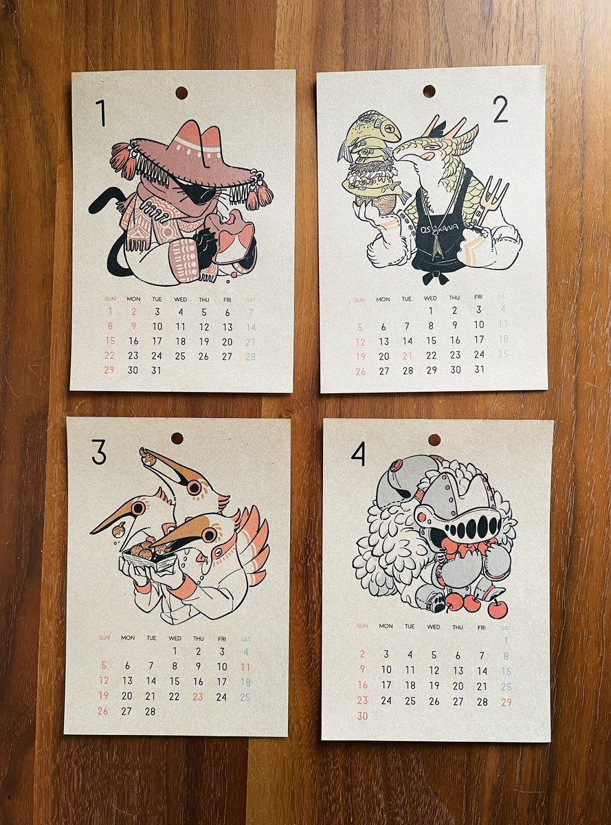 <new item>
2023年 カレンダー!

前回からと同じく A4サイズ、A4四つ切りサイズを用意してます。 