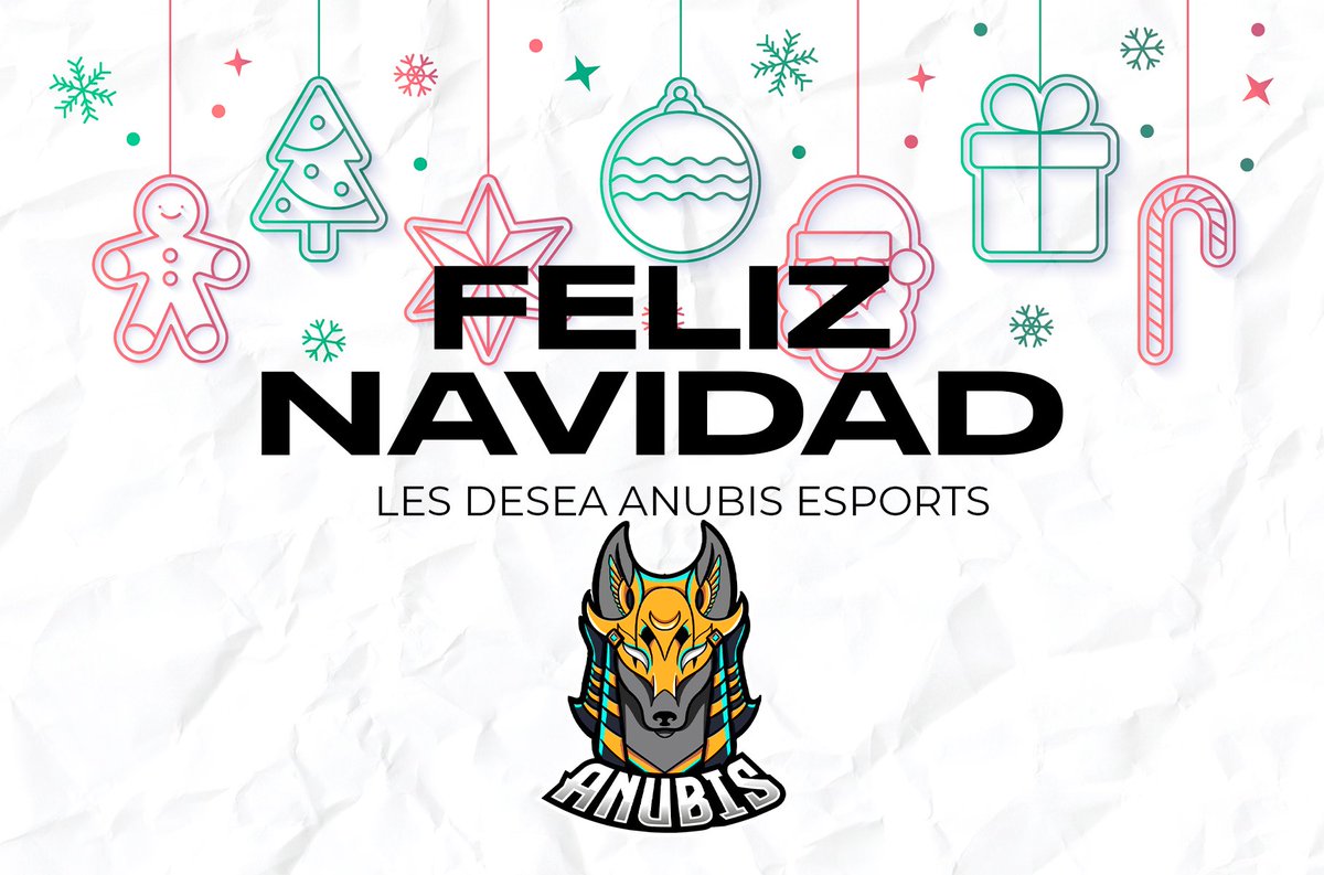 🖤F E L I C E S   F I E S T A S💛
A Todas las personas que nos han acompañado en esta travesía. Mucho éxito y abrazos fuertes, que lleguen sus regalos y lo más importante que tengan salud para ustedes y sus seres queridos.
🎄Por parte de todo el Staff de ANUBIS ESPORTS.🎄