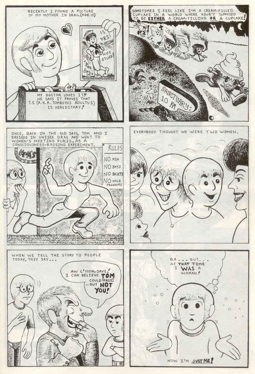 purplechrain's tweet image. Reading archives of underground Gay Comix from the 1980s and it’s all very “plus ça change, plus c’est la même chose” - most of the comics about bad pickup line, gay trans men navigating the queer community, sexual racism, etc. could just as easily be published today