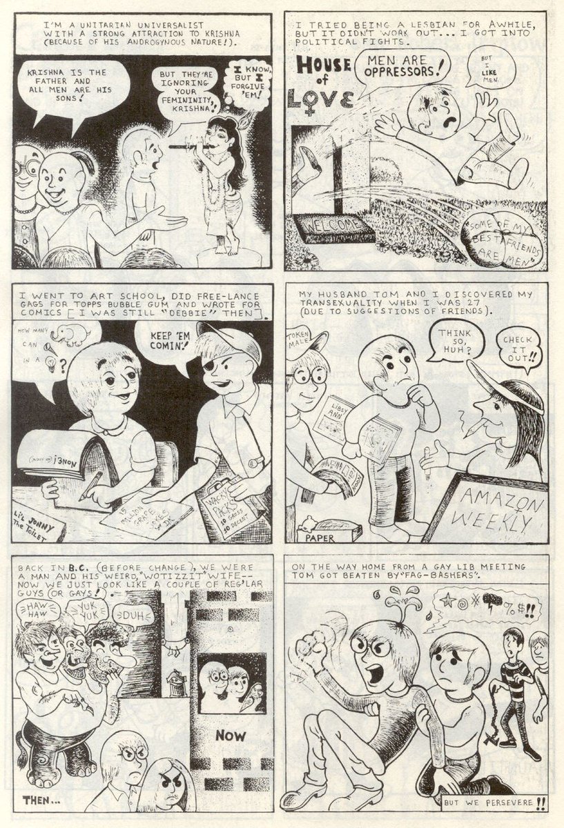 purplechrain's tweet image. Reading archives of underground Gay Comix from the 1980s and it’s all very “plus ça change, plus c’est la même chose” - most of the comics about bad pickup line, gay trans men navigating the queer community, sexual racism, etc. could just as easily be published today