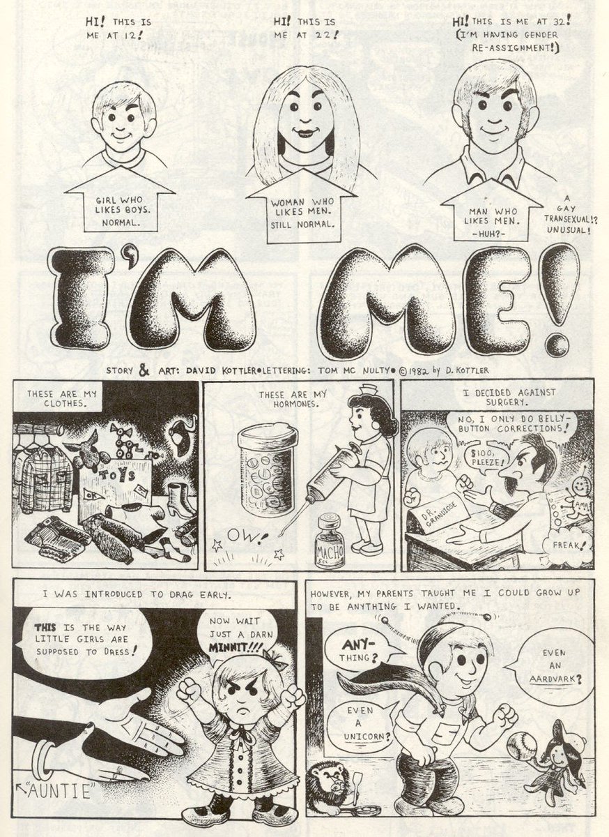 purplechrain's tweet image. Reading archives of underground Gay Comix from the 1980s and it’s all very “plus ça change, plus c’est la même chose” - most of the comics about bad pickup line, gay trans men navigating the queer community, sexual racism, etc. could just as easily be published today