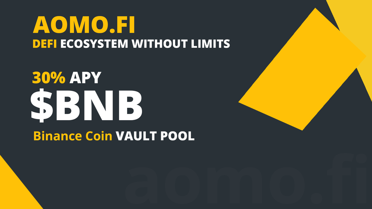 aomofinance's tweet photo. ✅ New super awesome #BNB vault! 

👉Check it out here https://t.co/fawADqiDxB

We ❤️ #binance too

#DeFi #BSC #Farming #blockchain #crypto #nft #yearn #farm #apy #binance #binanceCoin https://t.co/hmlVKLyHnI