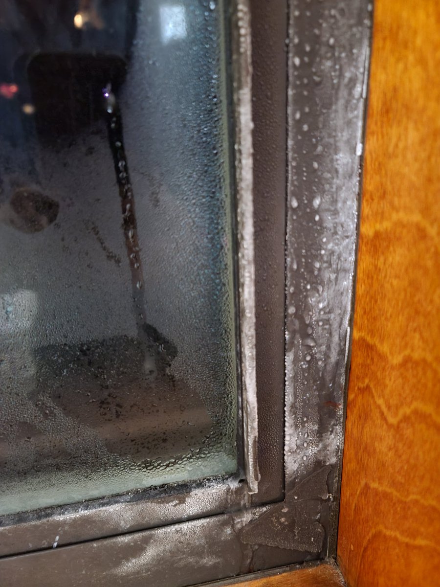 pc_cyn's tweet photo. All other crystal windows professionally installed also suffering from freezing, icing over and "sweating" from inside. This is today when temp at its lowest, should this be happening from inside the house to Crystal windows? Appreciate any help. https://t.co/0BQDuew35K
