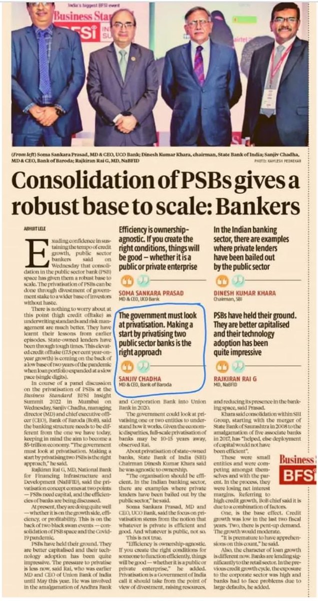 It’s a lesson for all those who bask in past glory. The government seems to be adamant to change the status of PSBs and We appear to be busy in cosmetic trade Unionism.
⁦<a href="/UFBUIndia/">United Forum of Bank Unions</a>⁩