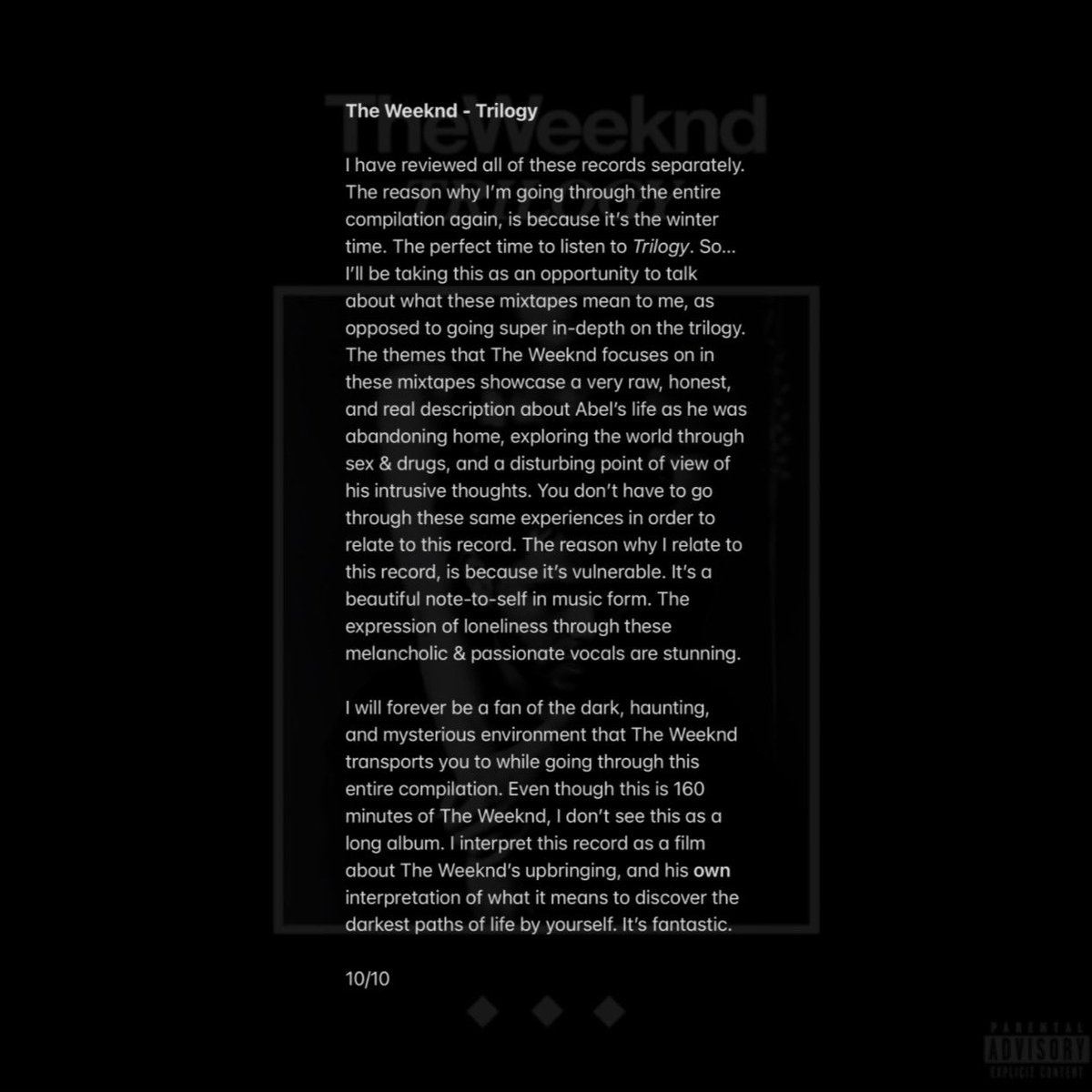finding_albums's tweet photo. DAY 722 (re-listen)

The Weeknd - Trilogy

Alternative R&amp;B (2012) https://t.co/hgSC8tbinN