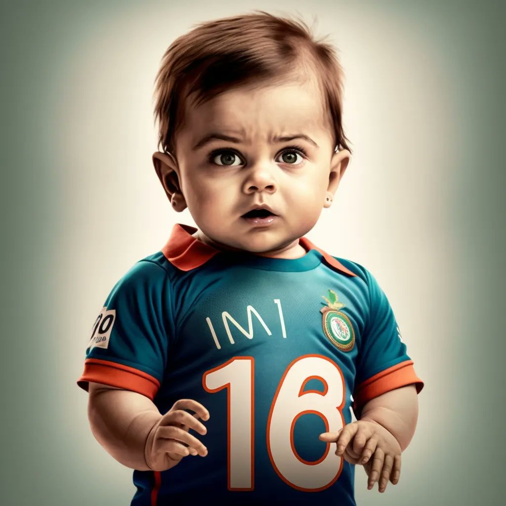sadh_harshit's tweet photo. AI generated @imVkohli as a kid. It might not be any close to the real, but was worth sharing. 
Done by me on #midjourney. Follow ai_artist_hns on insta for more such AI generated images https://t.co/7VX7c1E8WB