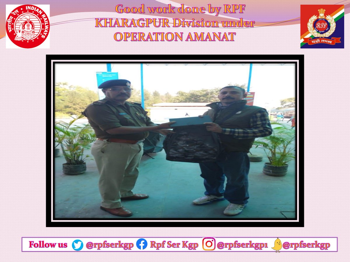 rpfserkgp's tweet photo. #OperationAmanant
RPF POST Digha under KGP Division has recovered the lost/left behind articles of bonafied passengers and successfully handed over to them value Rs. 26,000/-. #uniform #alert #operatioamanat #RPF 
@RPF_INDIA
@rpfser 
@rpfpcdgha https://t.co/krIHfPSNiP
