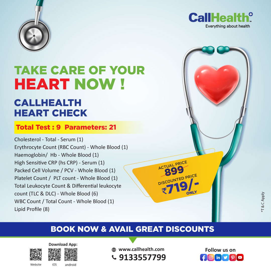 A regular heart check-up is most essential to know your health condition. Get Your Heart check-up done Today!

Call Us: 9133557799
Book Online: bit.ly/3Wm13eo
or, App: bit.ly/3owbsW7

#CallHealth-#EverythingAboutHealth
#heart #health #care #offers #healthcheck