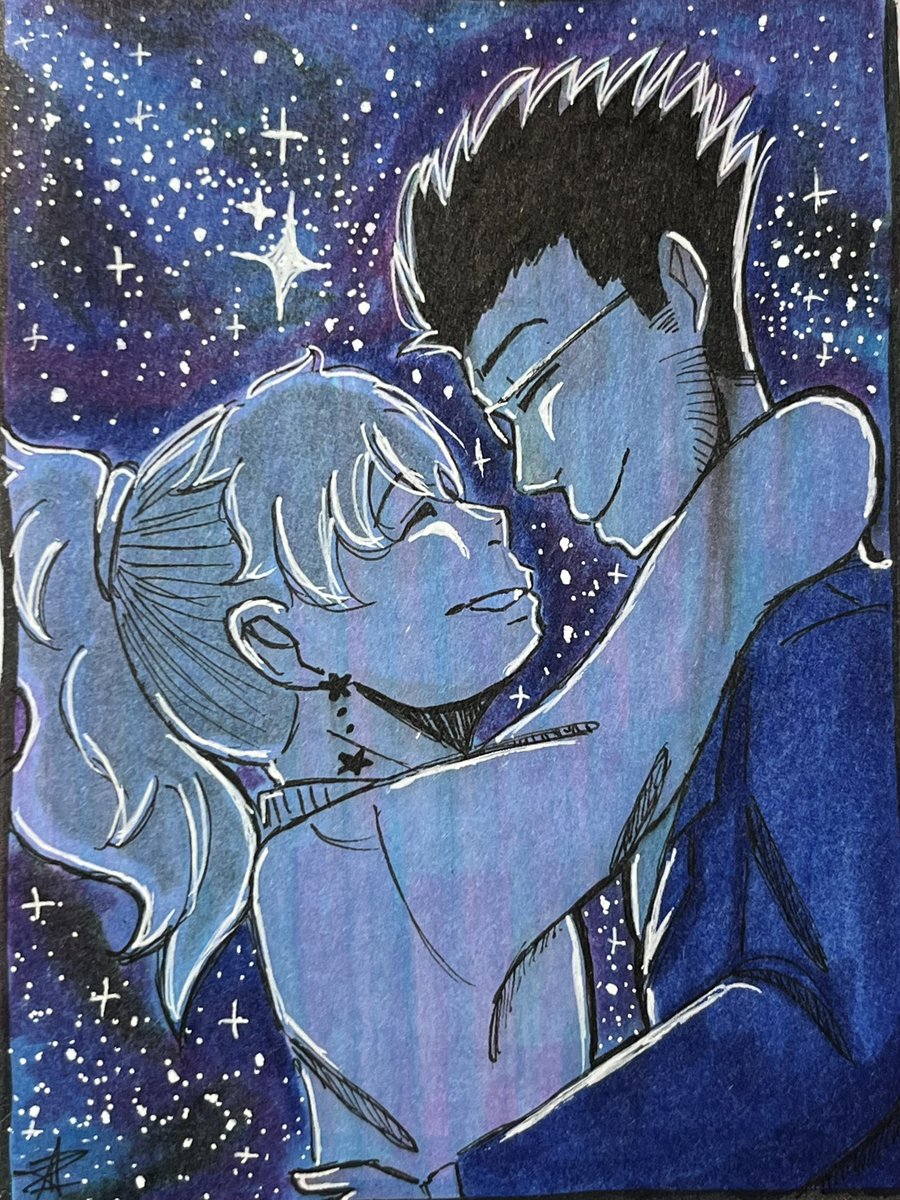 YandereAlice1's tweet photo. SO FUCKING PROUD OF MYSELF!! I never thought it would turn out so GODDAMN AMAZING ✊😤✨

#hxhfanart #hxh #Leorio #ocart #animeships #animexoc #traditionalart #starrynightsky #animeromance https://t.co/Ze7Ke8cjID