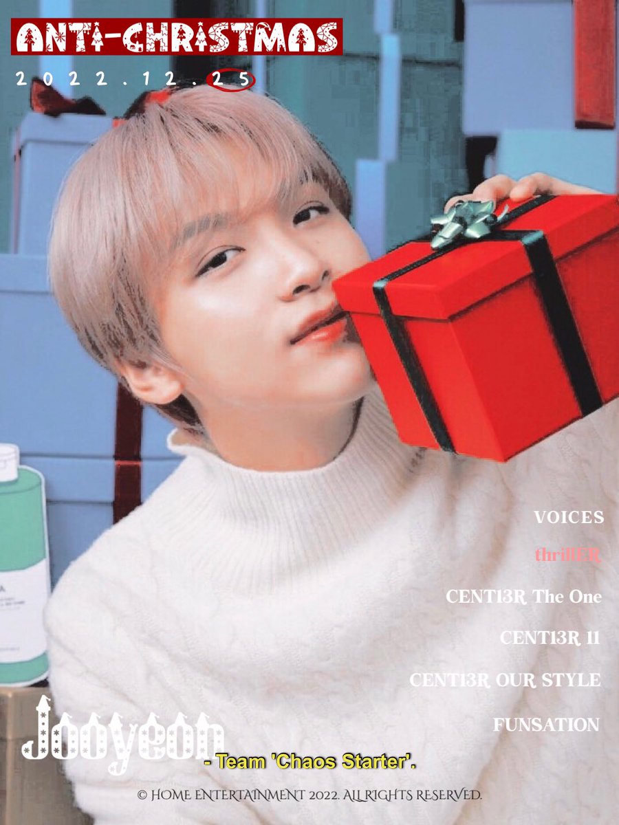 capital_rec's tweet photo. 2022 HOME FAMILY COLLABORATION 

[‘Anti-Christmas’]
Team 'Chaos Starter' 1 : 
G.HAN, JOOYEON, SORA

➤ December 25th, 2022

#HOMEENTERTAINMENT 
#AntiChristmas #HomeCollaboration https://t.co/mxYflPmAWV