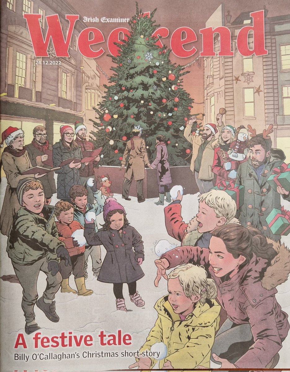WillSliney's tweet photo. Honoured to draw the cover for the @irishexaminer Weekend Magazine for Christmas Eve with Superstar Cork Colourist @ChrisOHalloran https://t.co/tNDGe6aLXO