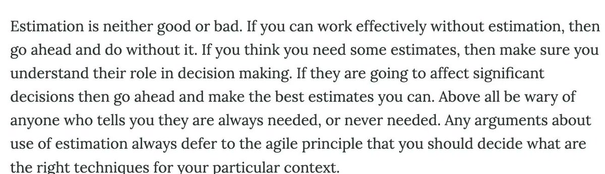Always worth remembering - what decision are your estimates informing? 👀 martinfowler.com/bliki/PurposeO…
