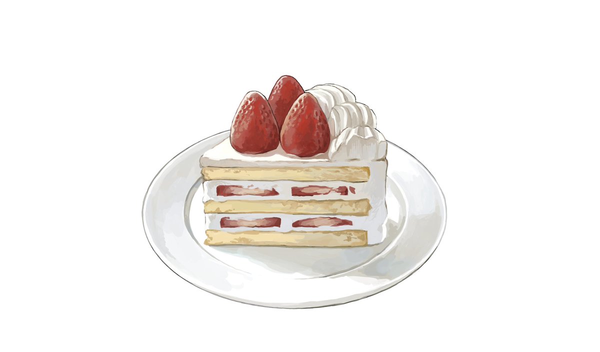 「2巻裏表紙に描いたケーキ私も今日はケーキを食べます、苺タルト! 」|紺野アキラのイラスト